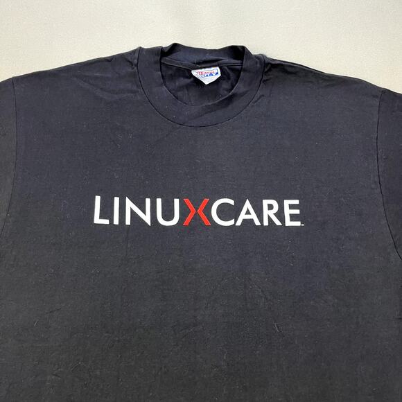 Vintage Linux T-Shirt Adult Large Black Tech PC Computer Care OS System Web 90s - Picture 2 of 10
